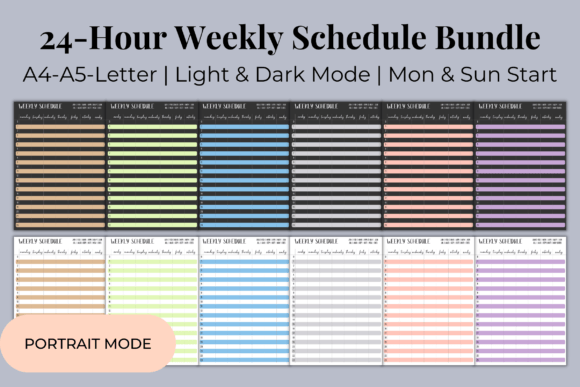 Download 24-Hour Weekly Schedule Bundle (P Mode) - Weekly schedule Collection