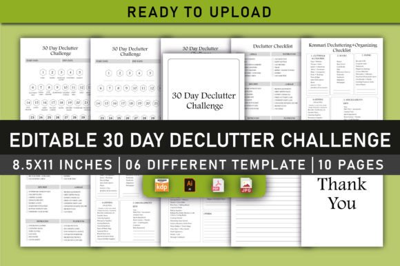 Download Editable 30 Day Declutter Challenge KDP - Premium Resources